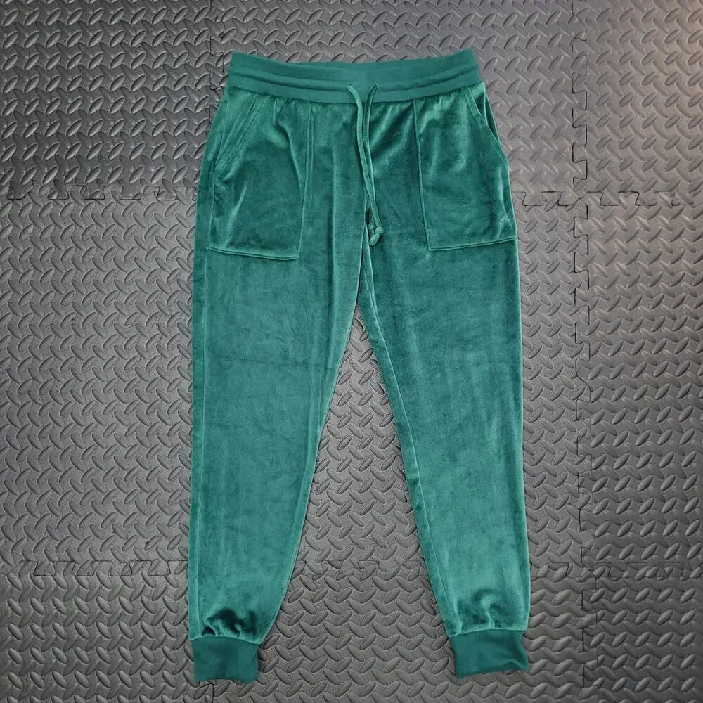 Stars Above Velour Jogger Pants Women's S Green Drawstring Lounge Pajama Cozy
